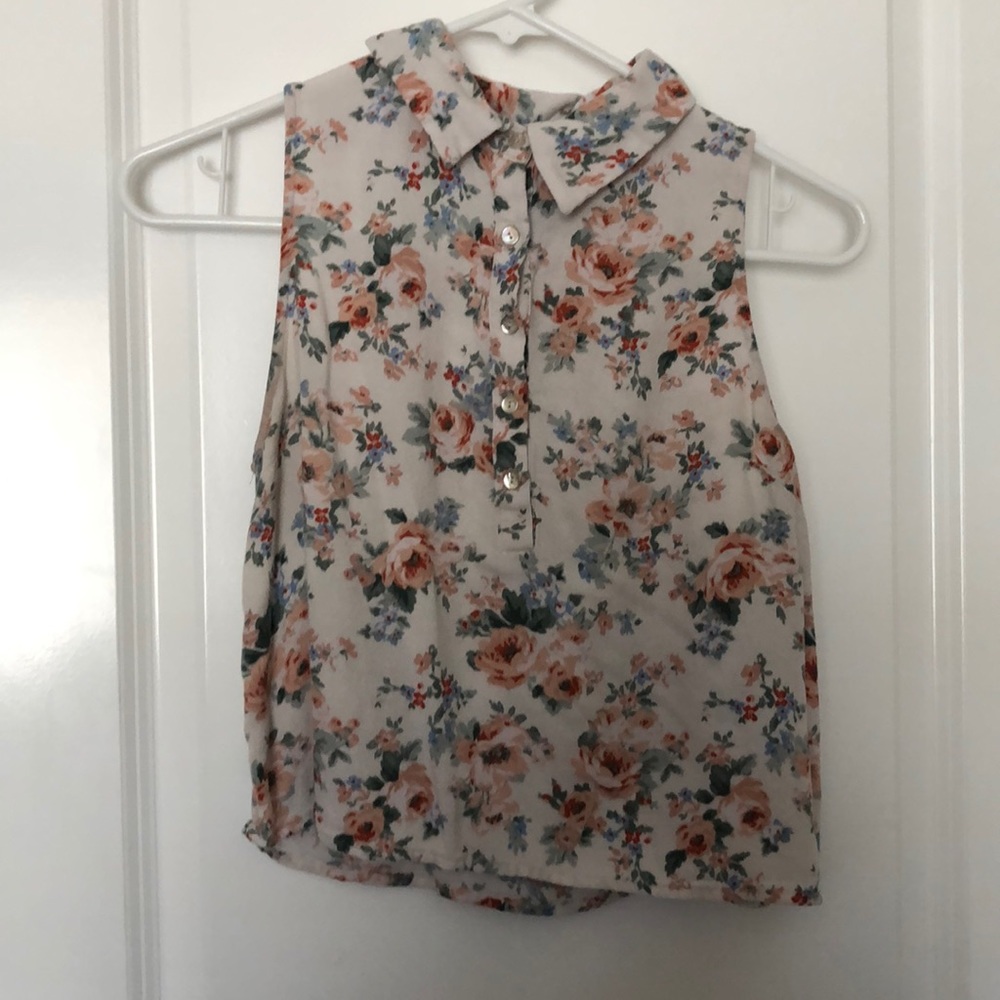 Floral button up crop top